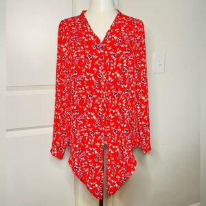 The Limited Red Floral Print Blouse Sz Petite M